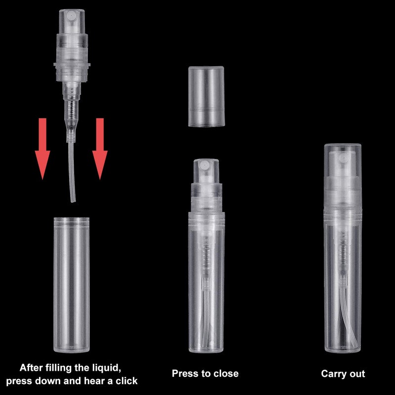 Thyores 50pcs mini perfume atomizer, clear plastic spray bottle portable fragrance spray bottle - 3ml - Image 4
